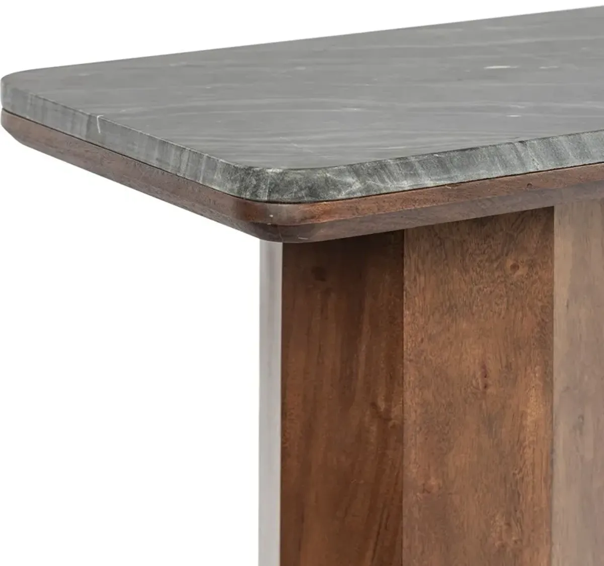 Quincy Marble Top Console Table, Black/Walnut