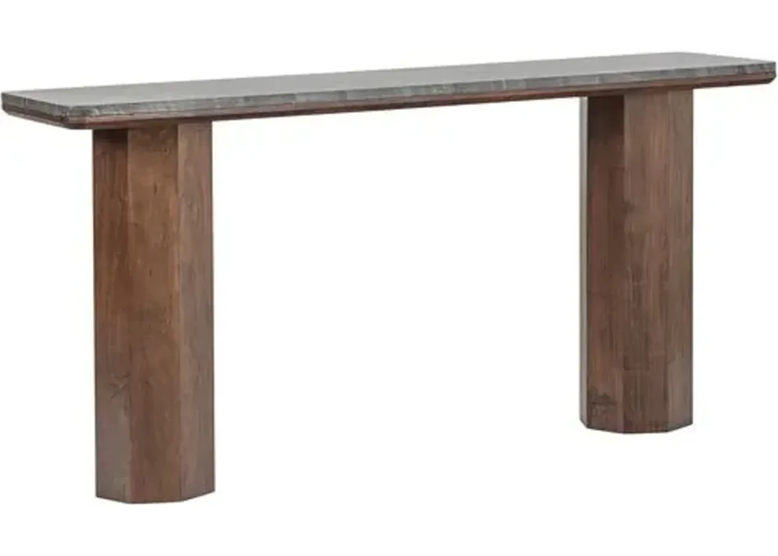 Quincy Marble Top Console Table - Black/Walnut - Tulsi Home - Brown