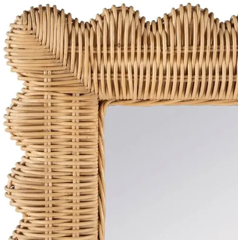 Sunny Scallop Rattan Wall Mirror - Natural