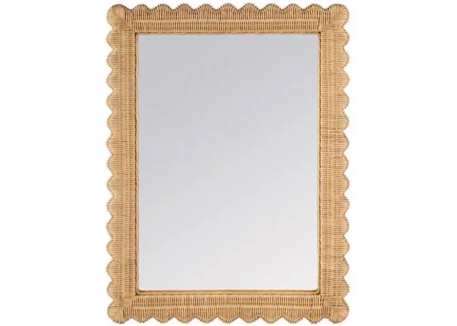 Sunny Scallop Rattan Wall Mirror - Natural