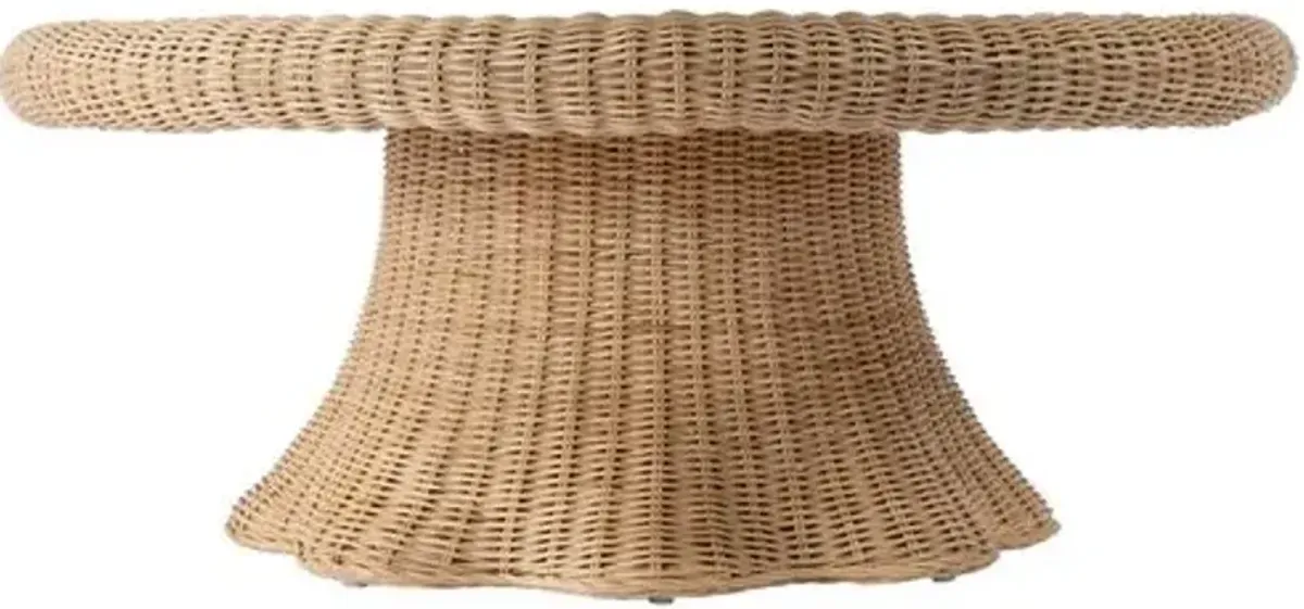 Sunny Scallop Rattan Coffee Table - Natural - Brown