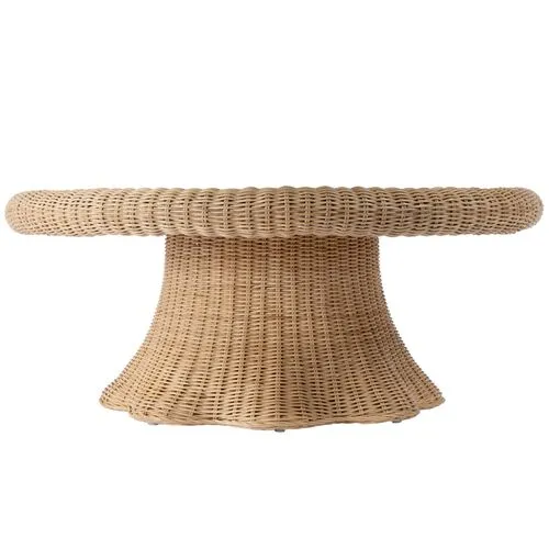 Sunny Scallop Rattan Coffee Table - Natural - Brown