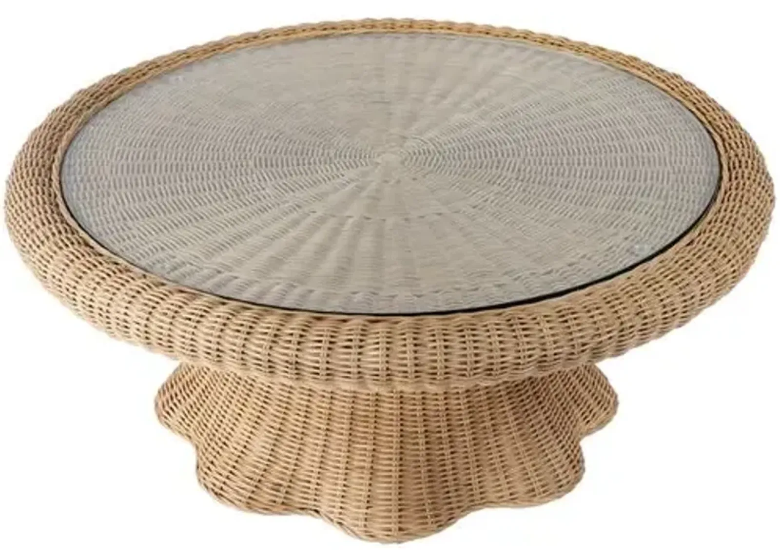 Sunny Scallop Rattan Coffee Table - Natural - Brown