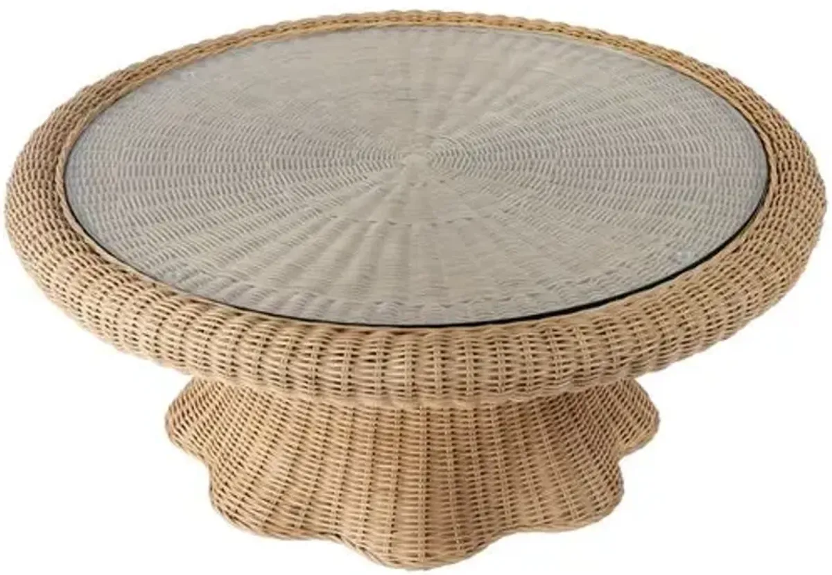 Sunny Scallop Rattan Coffee Table - Natural - Brown