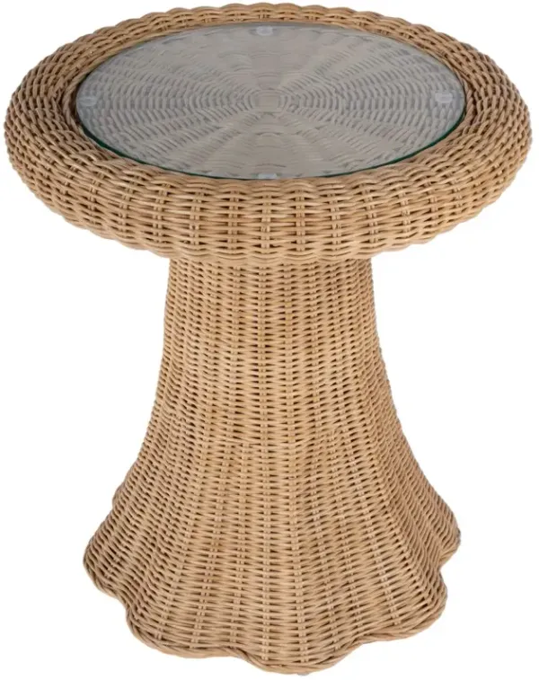 Sunny Scallop Rattan End Table, Natural