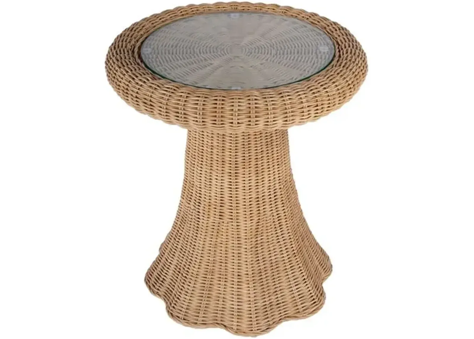 Sunny Scallop Rattan End Table - Natural - Brown