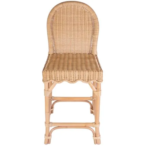 Sunny Scallop Rattan Counter Stool - Natural