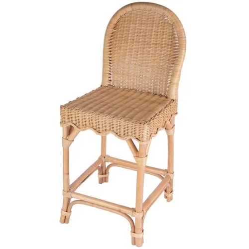 Sunny Scallop Rattan Counter Stool - Natural