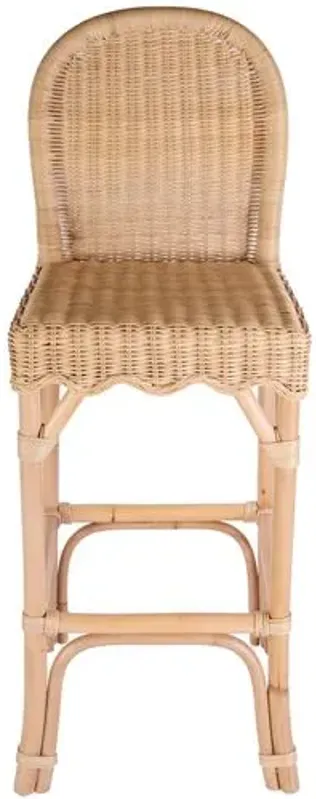 Sunny Scallop Rattan Barstool - Natural - Brown