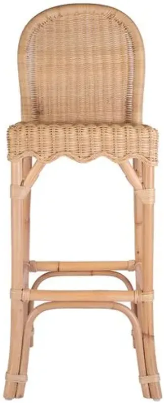 Sunny Scallop Rattan Barstool - Natural - Brown