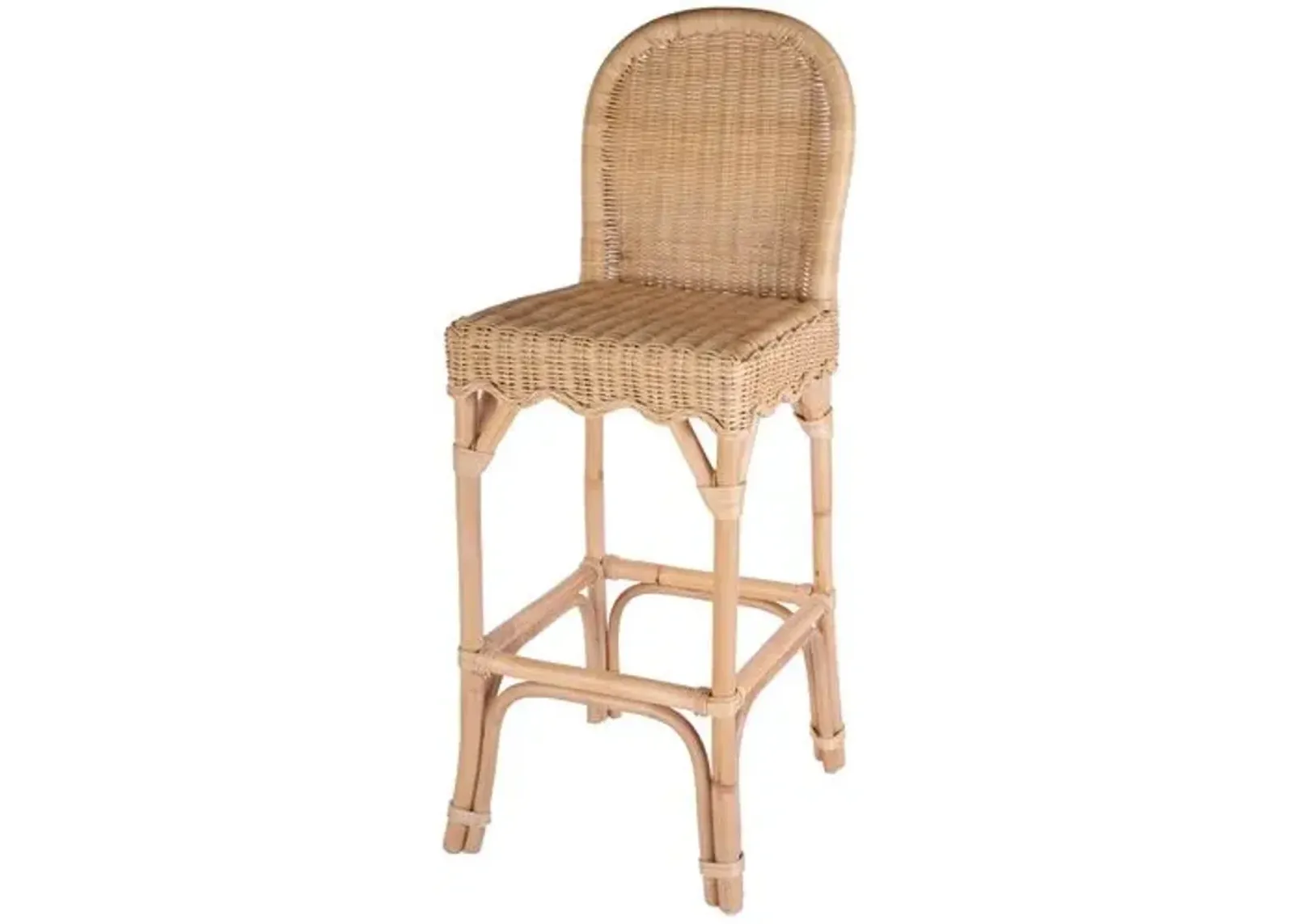 Sunny Scallop Rattan Barstool - Natural - Brown