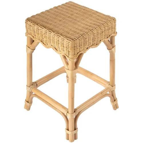 Sunny Scallop Rattan Backless Counter Stool - Natural