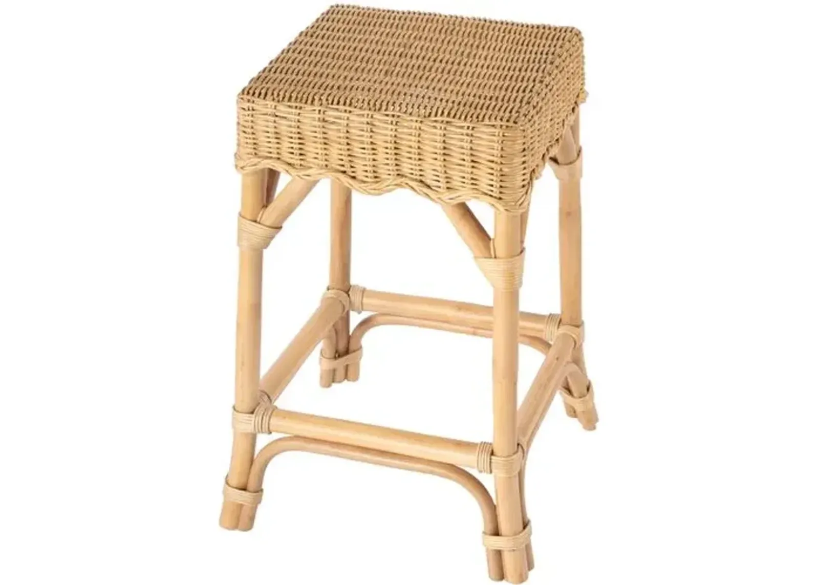 Sunny Scallop Rattan Backless Counter Stool - Natural