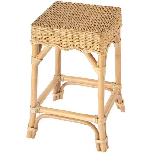 Sunny Scallop Rattan Backless Counter Stool - Natural