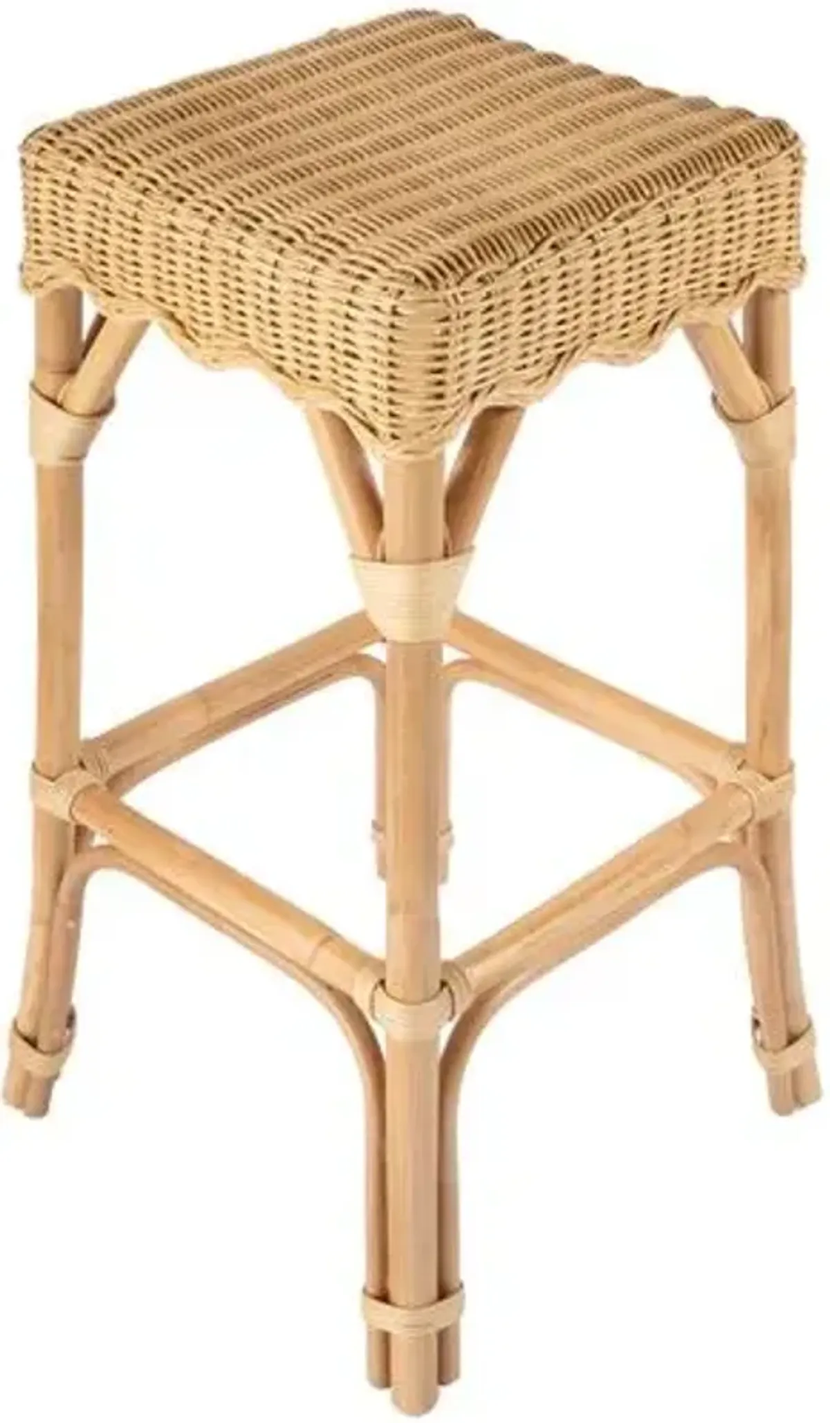 Sunny Scallop Rattan Backless Barstool - Natural - Brown