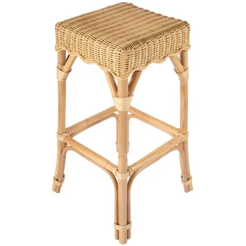 Sunny Scallop Rattan Backless Barstool - Natural - Brown