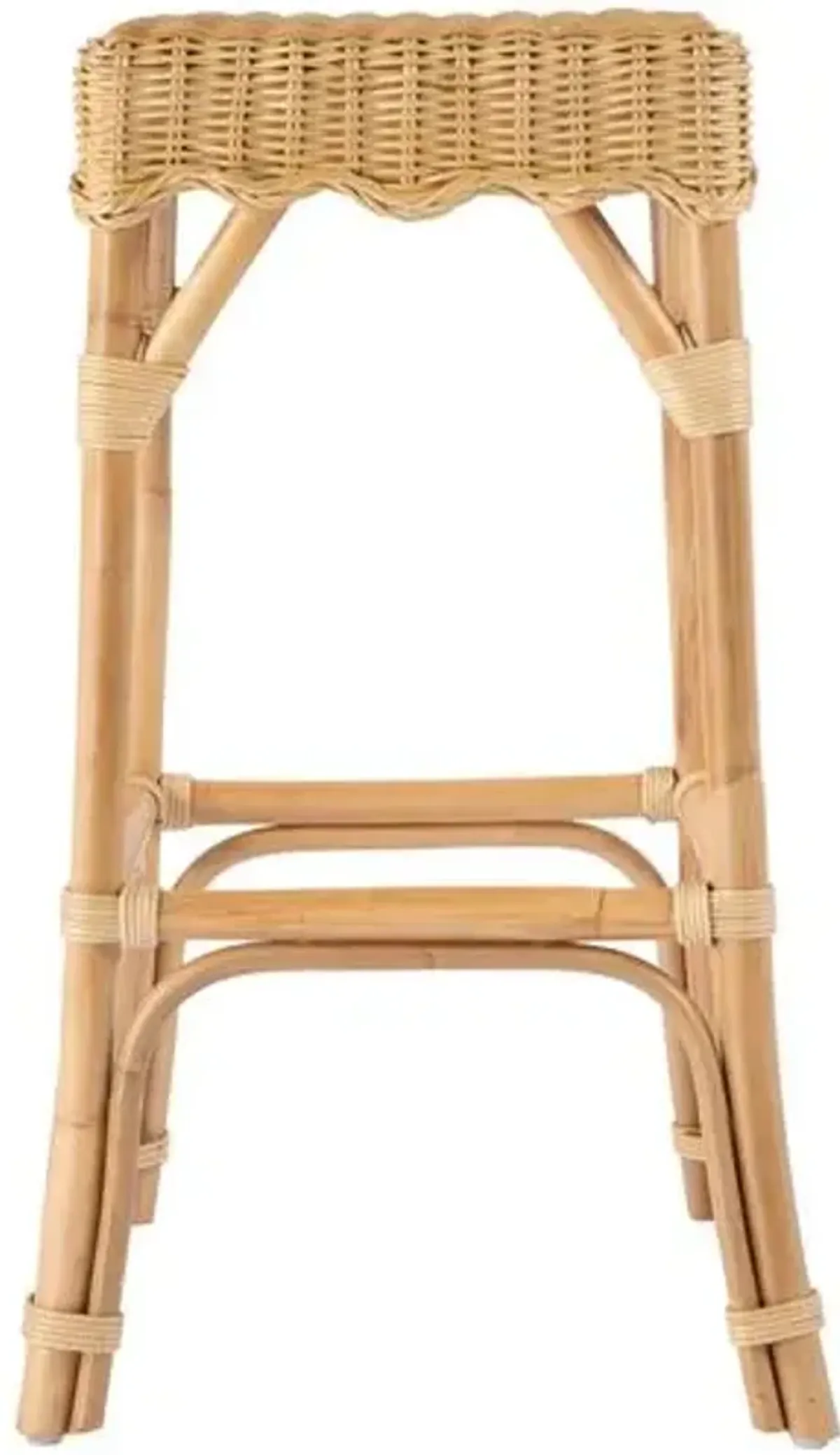 Sunny Scallop Rattan Backless Barstool - Natural - Brown