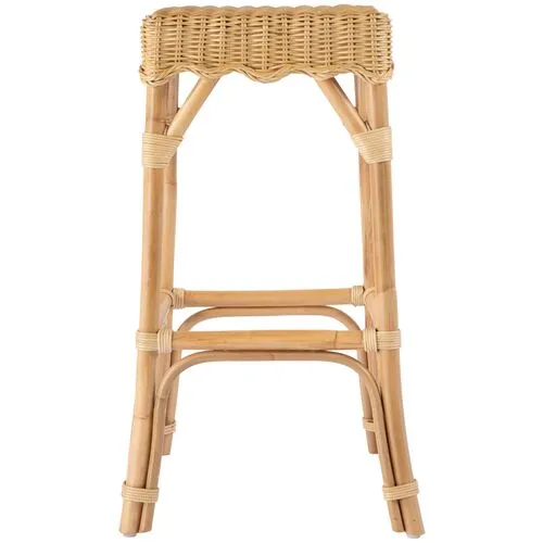 Sunny Scallop Rattan Backless Barstool - Natural - Brown