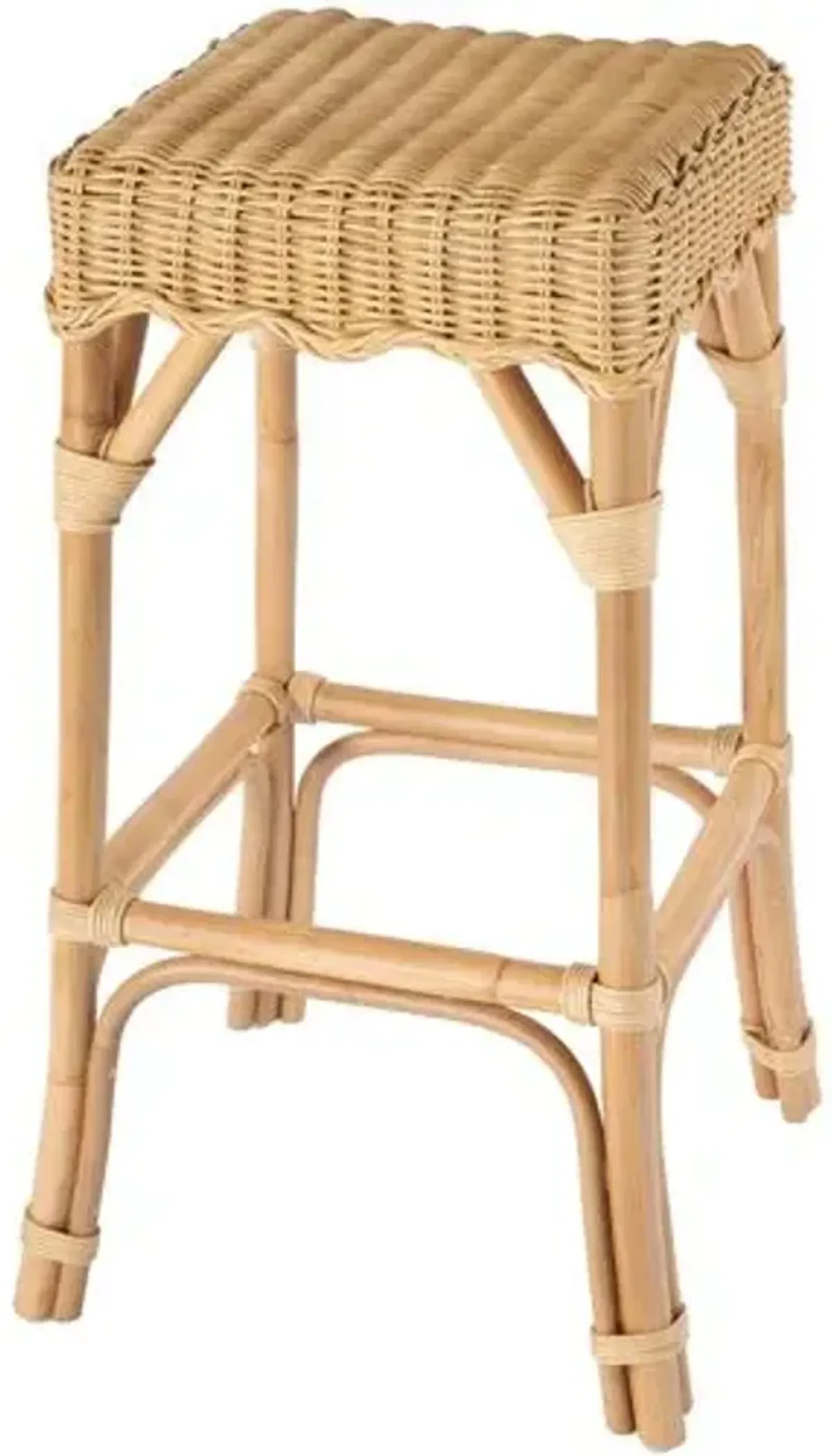 Sunny Scallop Rattan Backless Barstool - Natural - Brown