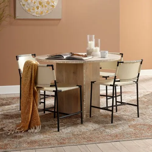 Sama Round Bistro Dining Table - White Patina - Jamie Young Co.