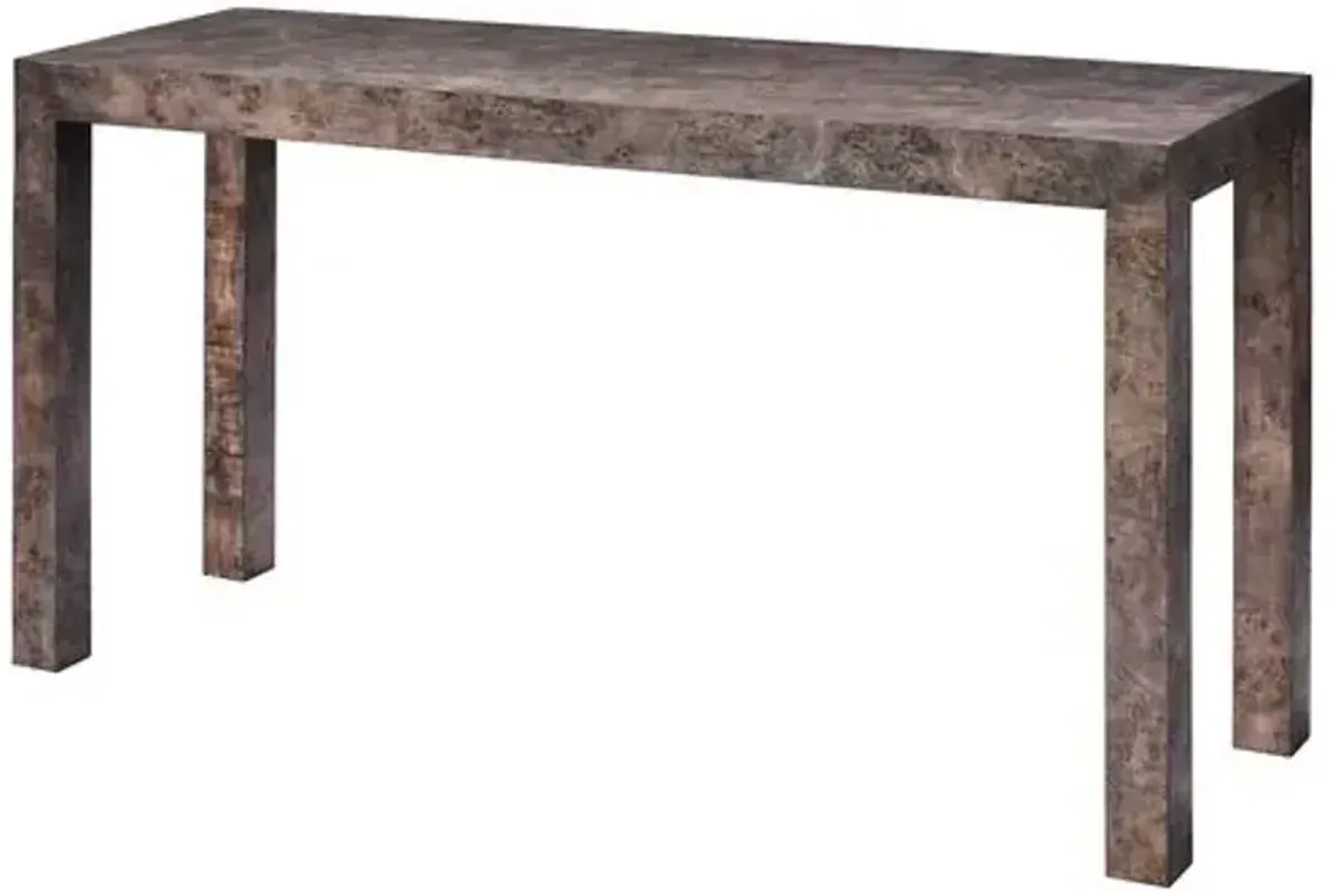 Archer Burl Wood Console Table - Jamie Young Co. - Gray