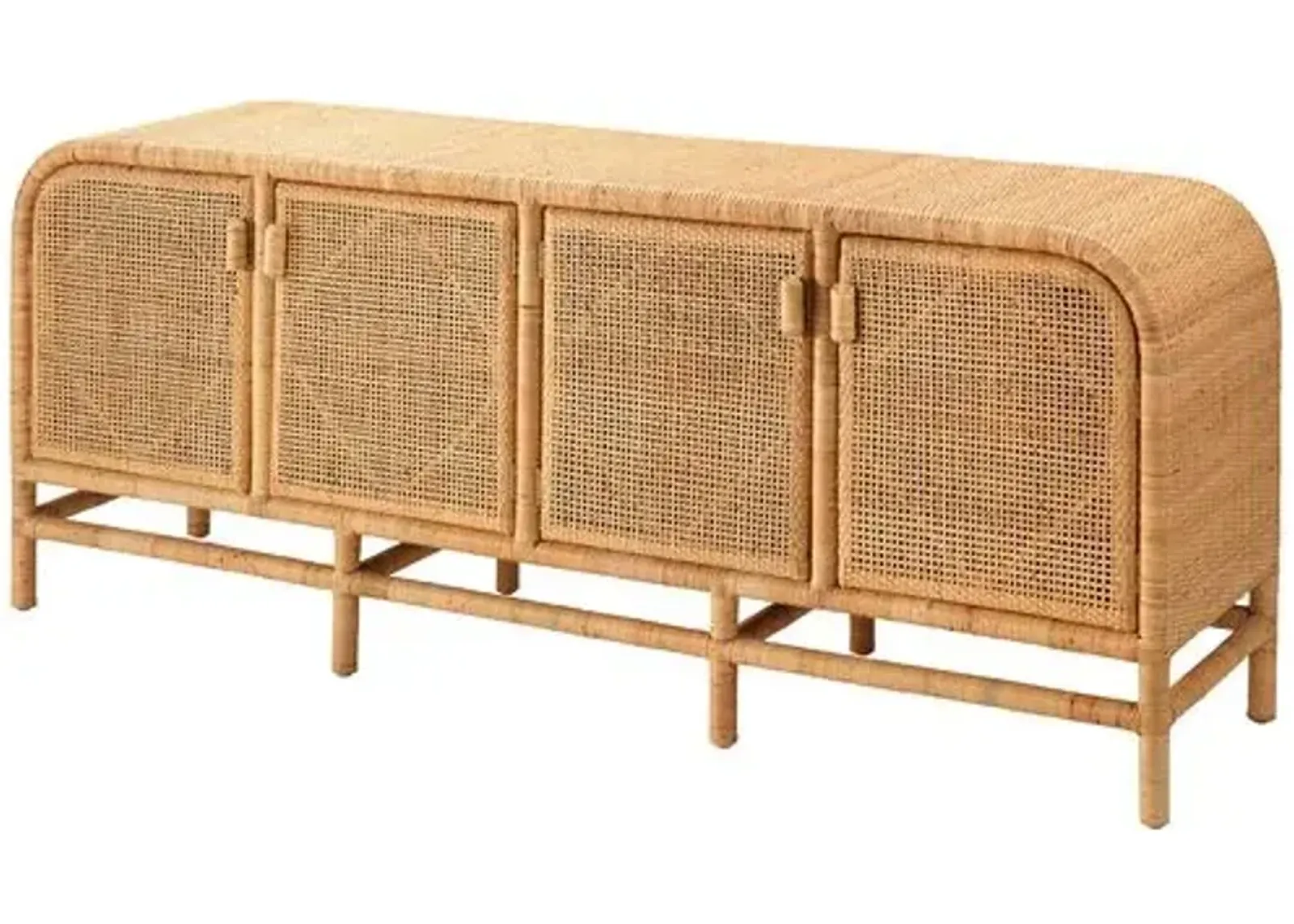 Santa Monica Four Door Rattan Sideboard - Natural - Jamie Young Co. - Brown