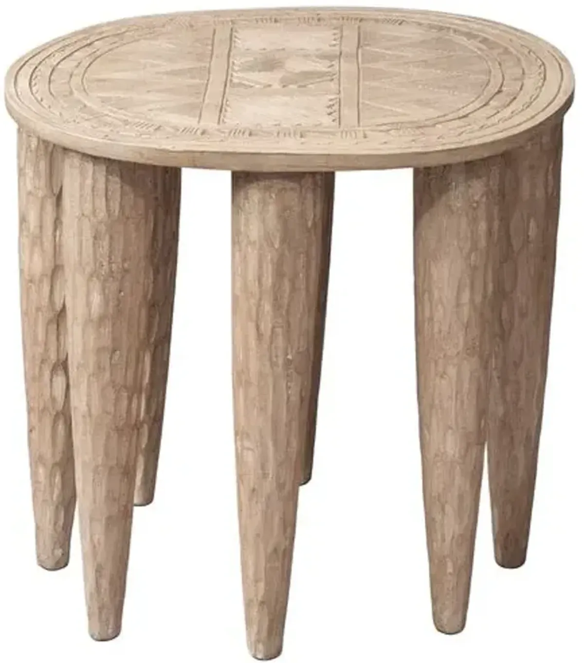 Naga Mango Wood Side Table/Stool - Jamie Young Co. - Handcrafted - Brown