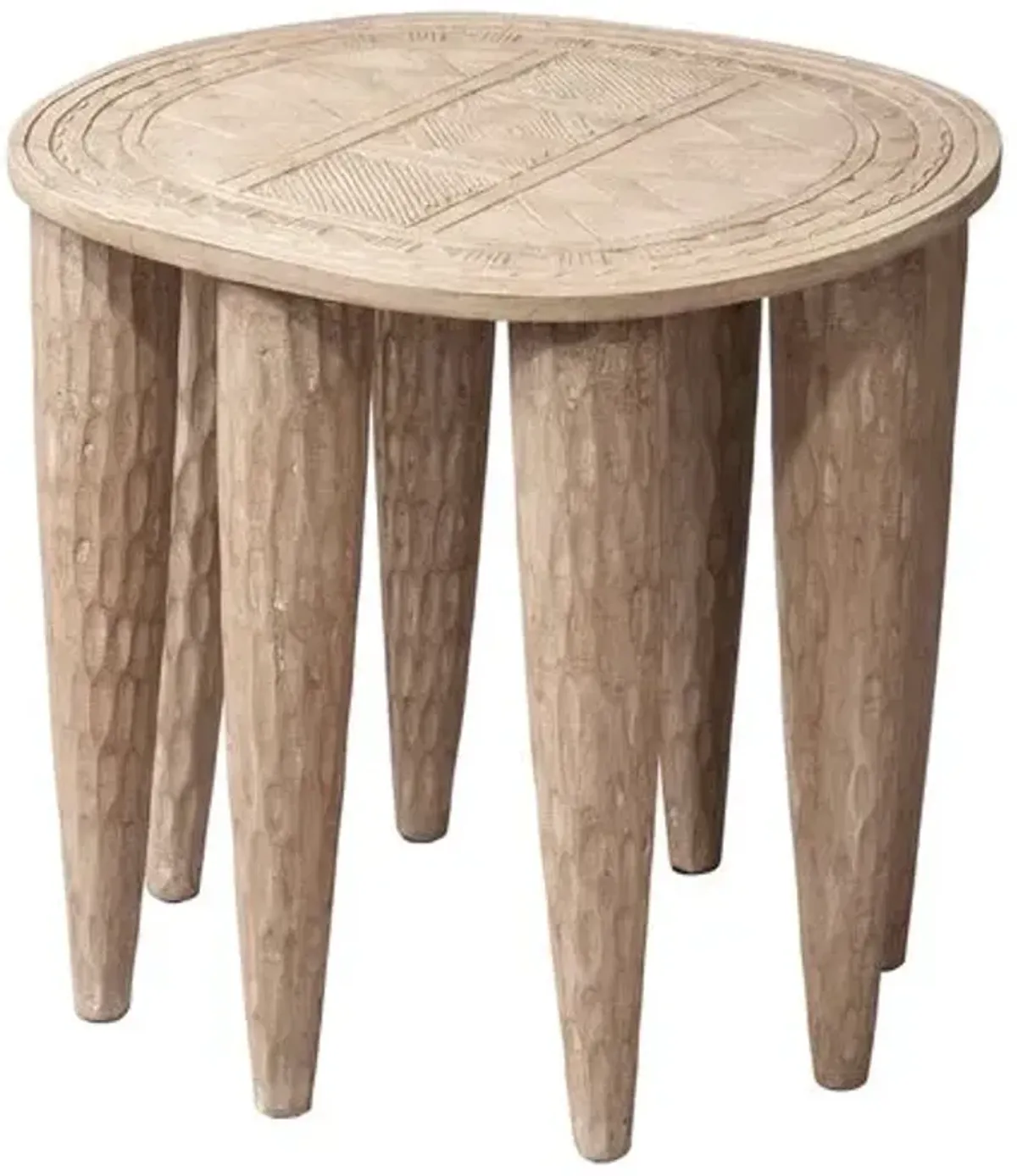 Naga Mango Wood Side Table/Stool - Jamie Young Co. - Handcrafted - Brown