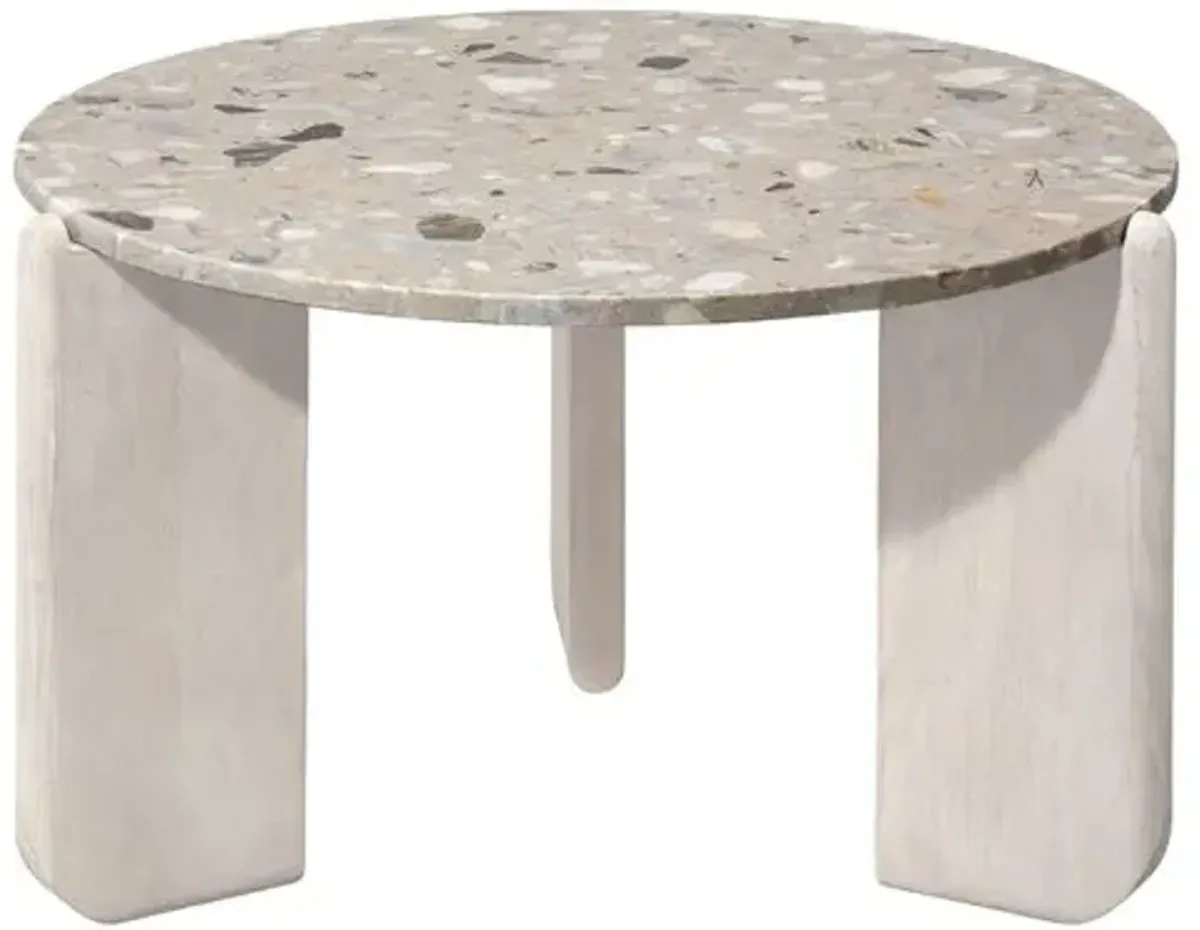 Quarry Round Coffee Table - White Bleach/Terrazo - Jamie Young Co.