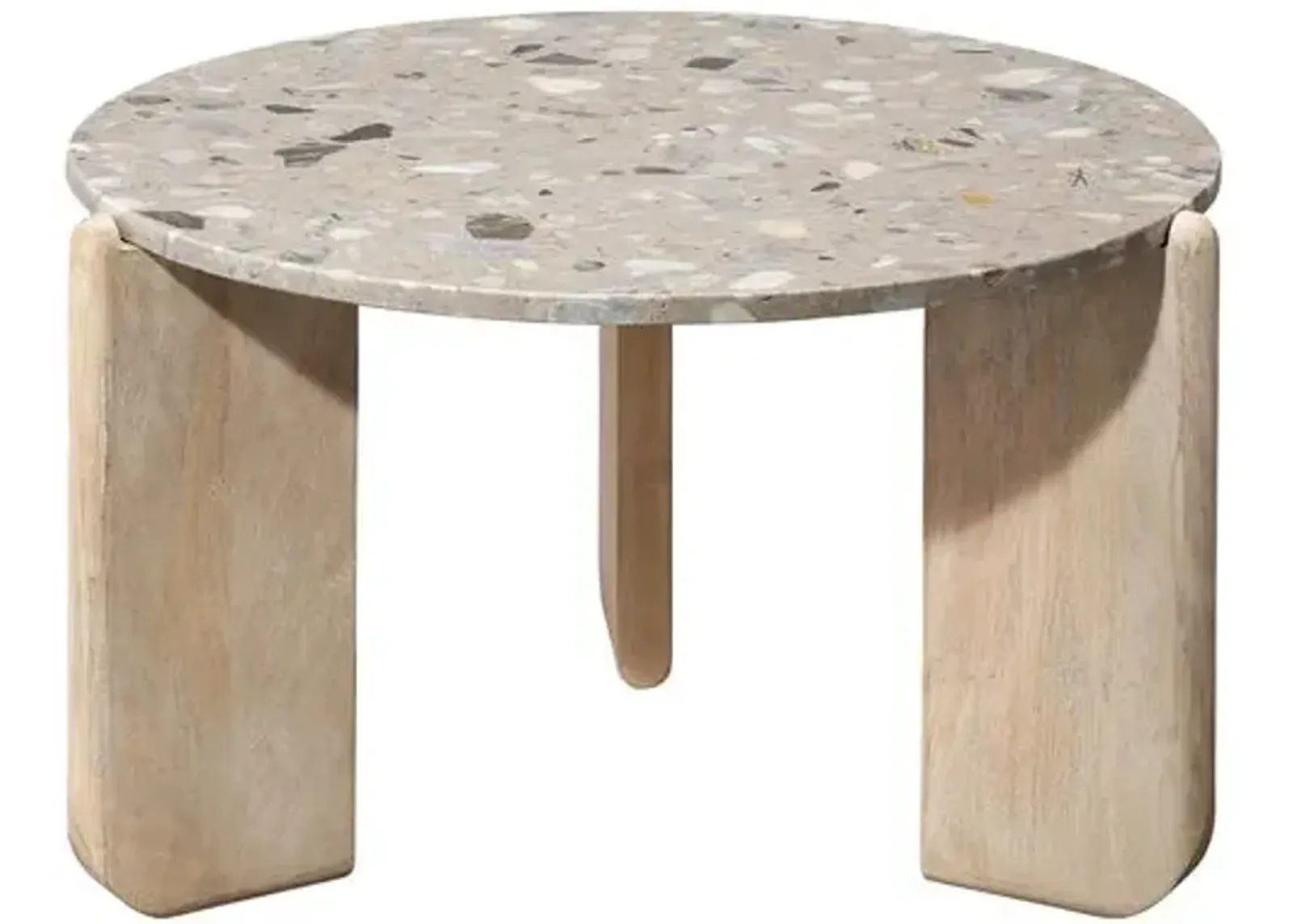 Quarry Round Coffee Table - White Bleach/Terrazo - Jamie Young Co.