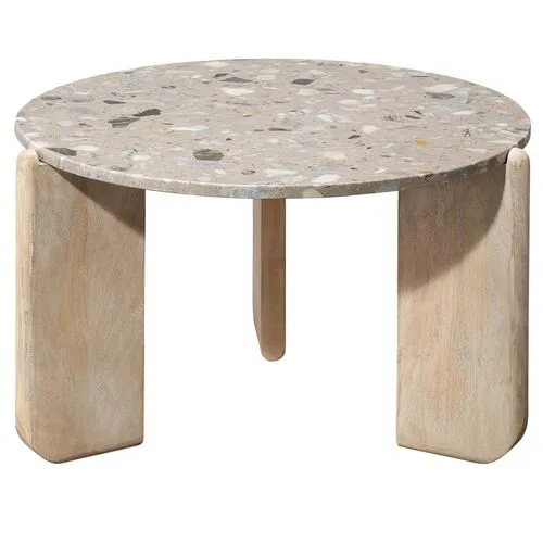 Quarry Round Coffee Table - White Bleach/Terrazo - Jamie Young Co.