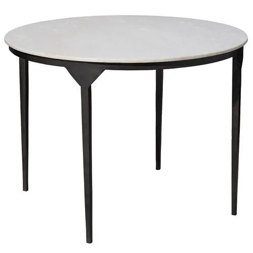 Dante Round Marble Dining Table - White/Black - Jamie Young Co.