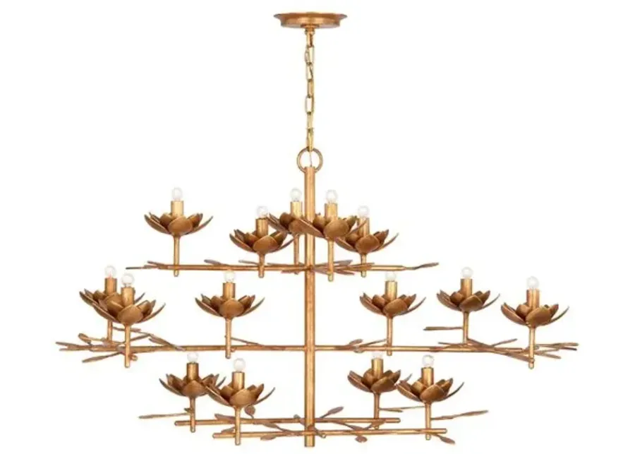 Visual Comfort - Clementine 48" Low Wide Tiered Chandelier - Gold