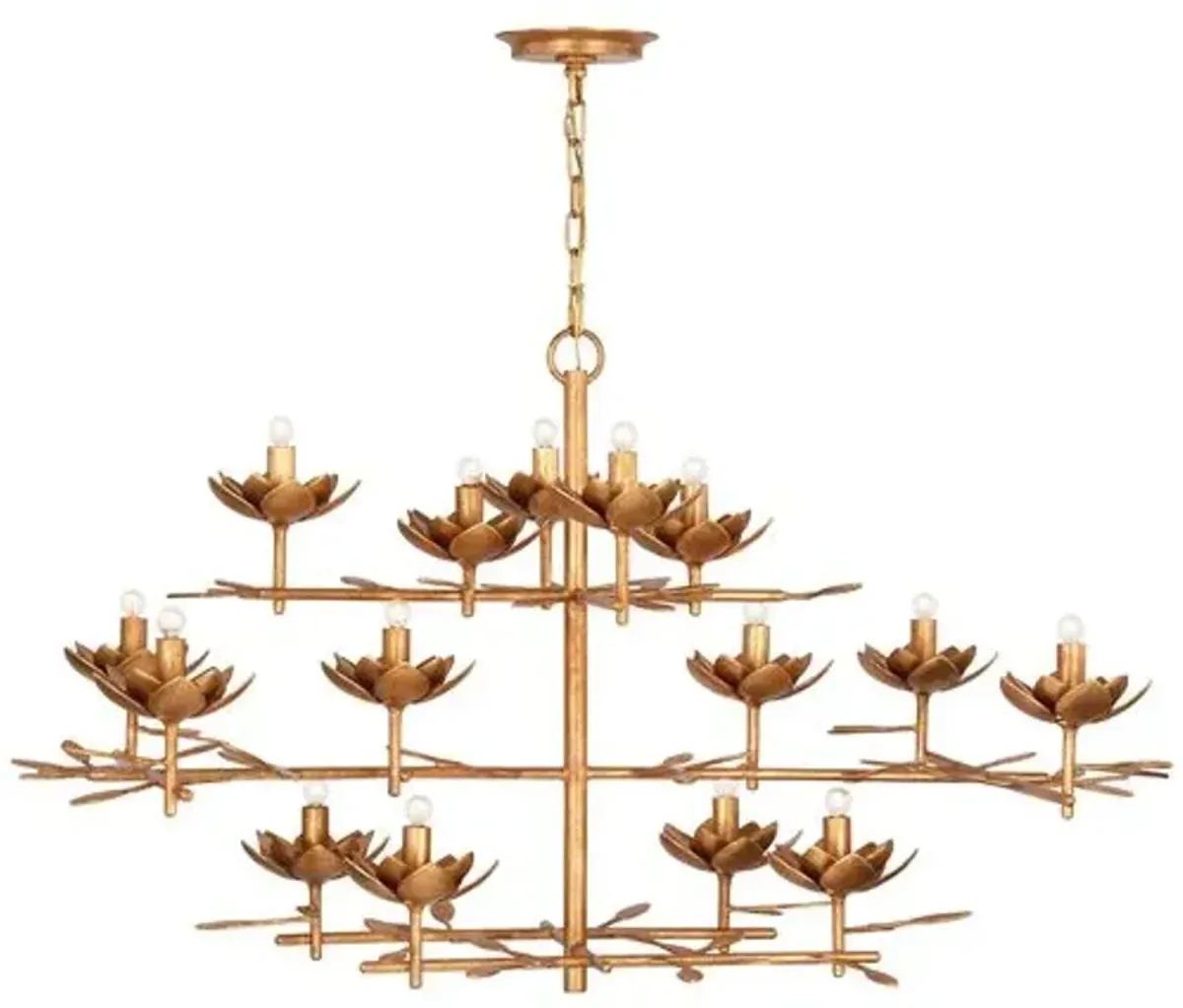 Visual Comfort - Clementine 48" Low Wide Tiered Chandelier - Gold