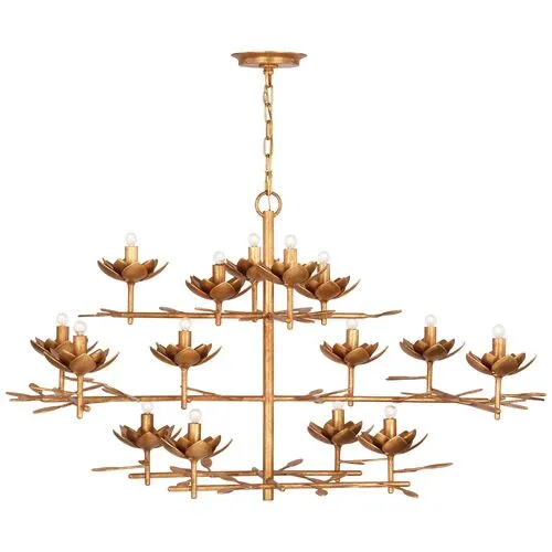 Visual Comfort - Clementine 48" Low Wide Tiered Chandelier - Gold