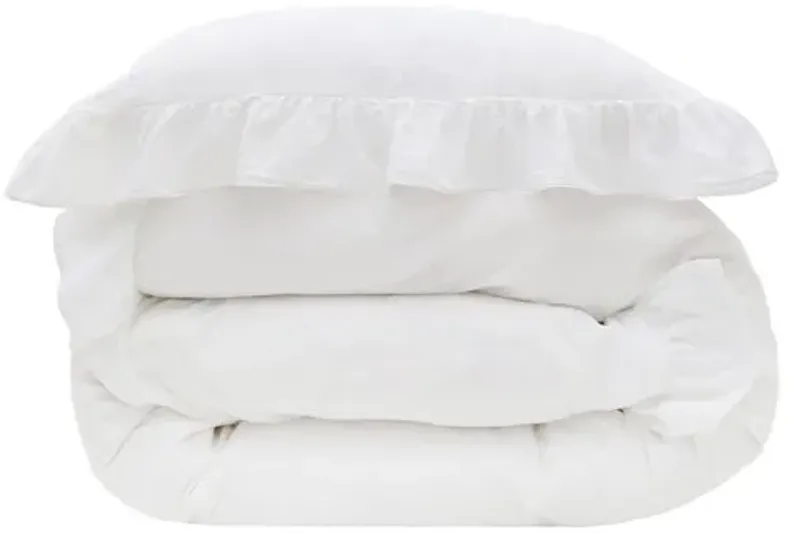 Rowan Crinkled Cotton Duvet Cover Set - Pom Pom at Home - White