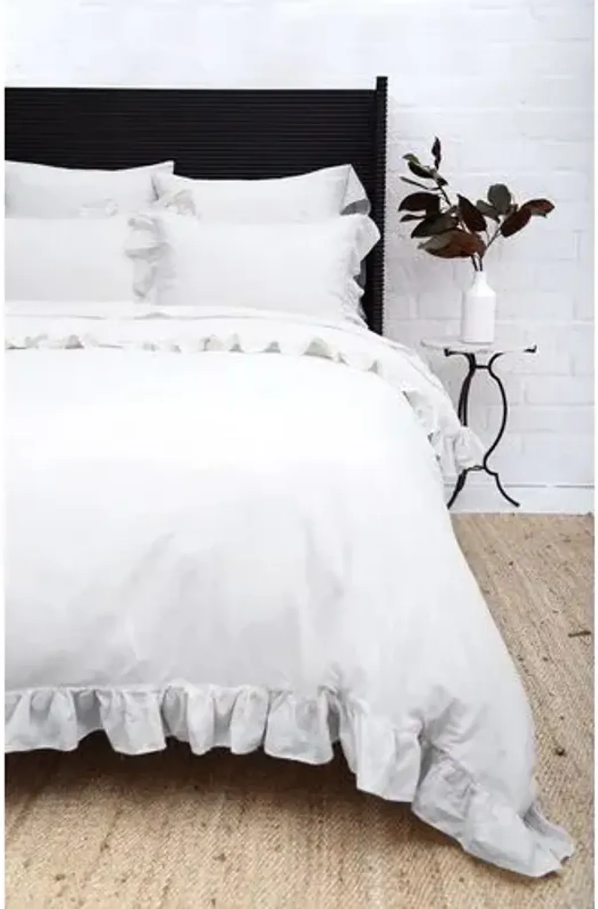 Rowan Crinkled Cotton Duvet Cover Set - Pom Pom at Home - White