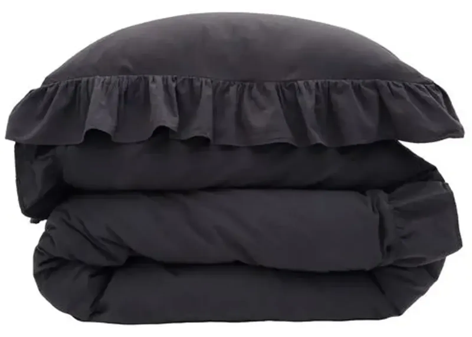 Rowan Crinkled Cotton Duvet Cover Set - Pom Pom at Home - Black