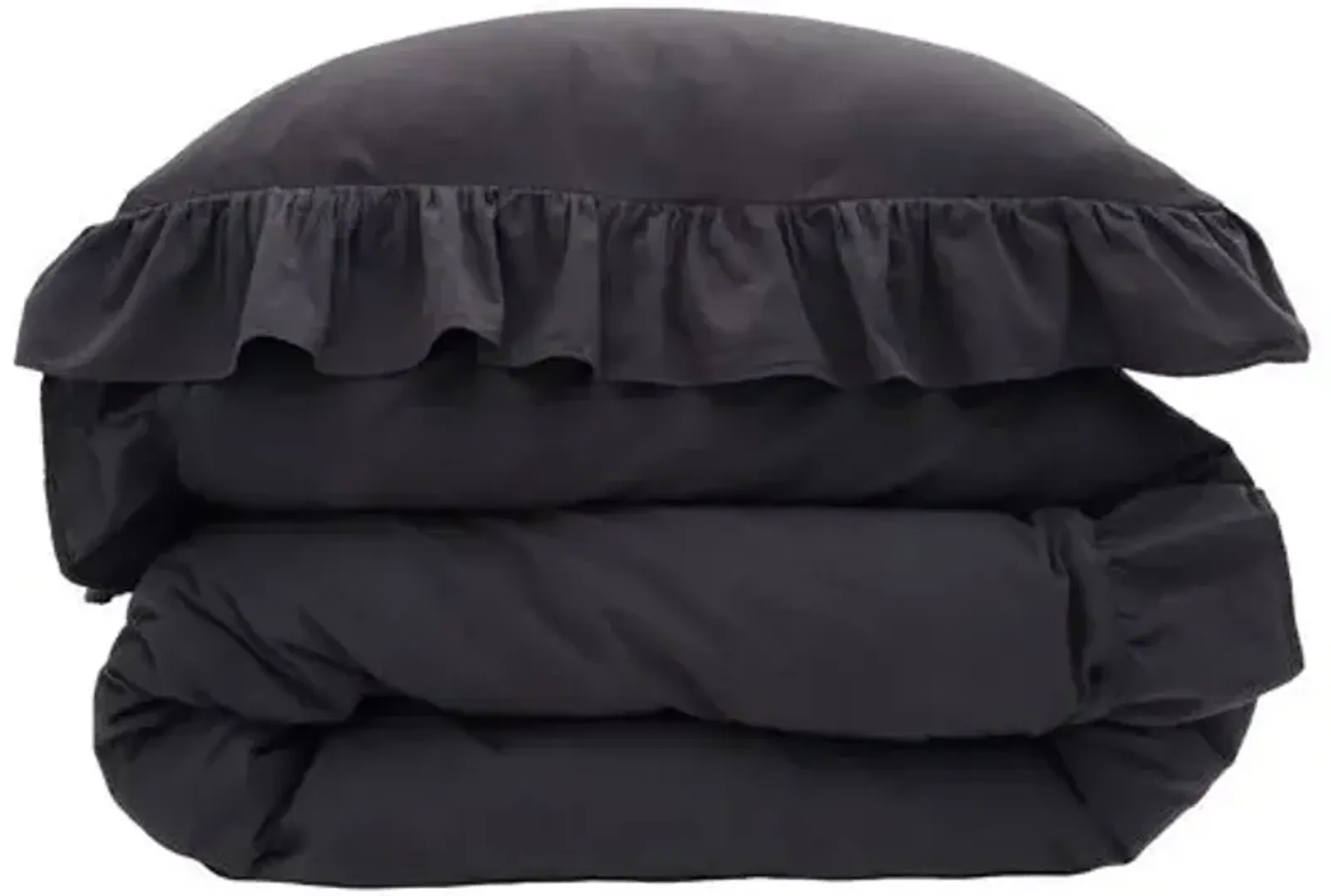 Rowan Crinkled Cotton Duvet Cover Set - Pom Pom at Home - Black