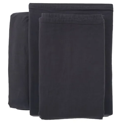 Mateo Cotton Sheet Set - Pom Pom at Home - Black, 300 Thread Count, Egyptian Cotton Sateen, Soft and Luxurious