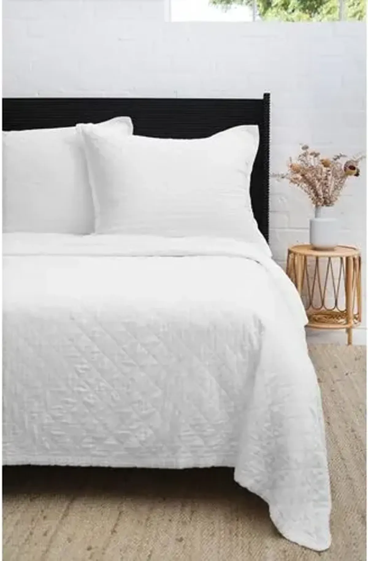 Monaco Bamboo Sateen Coverlet - Pom Pom at Home - White