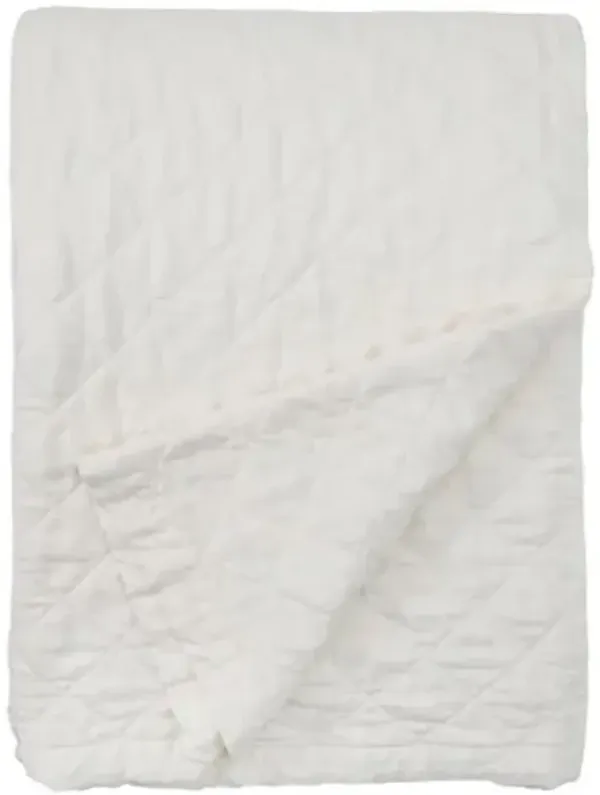 Monaco Bamboo Sateen Coverlet - Pom Pom at Home - Ivory