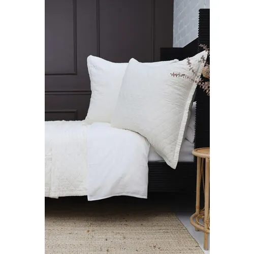 Monaco Bamboo Sateen Coverlet - Pom Pom at Home - Ivory