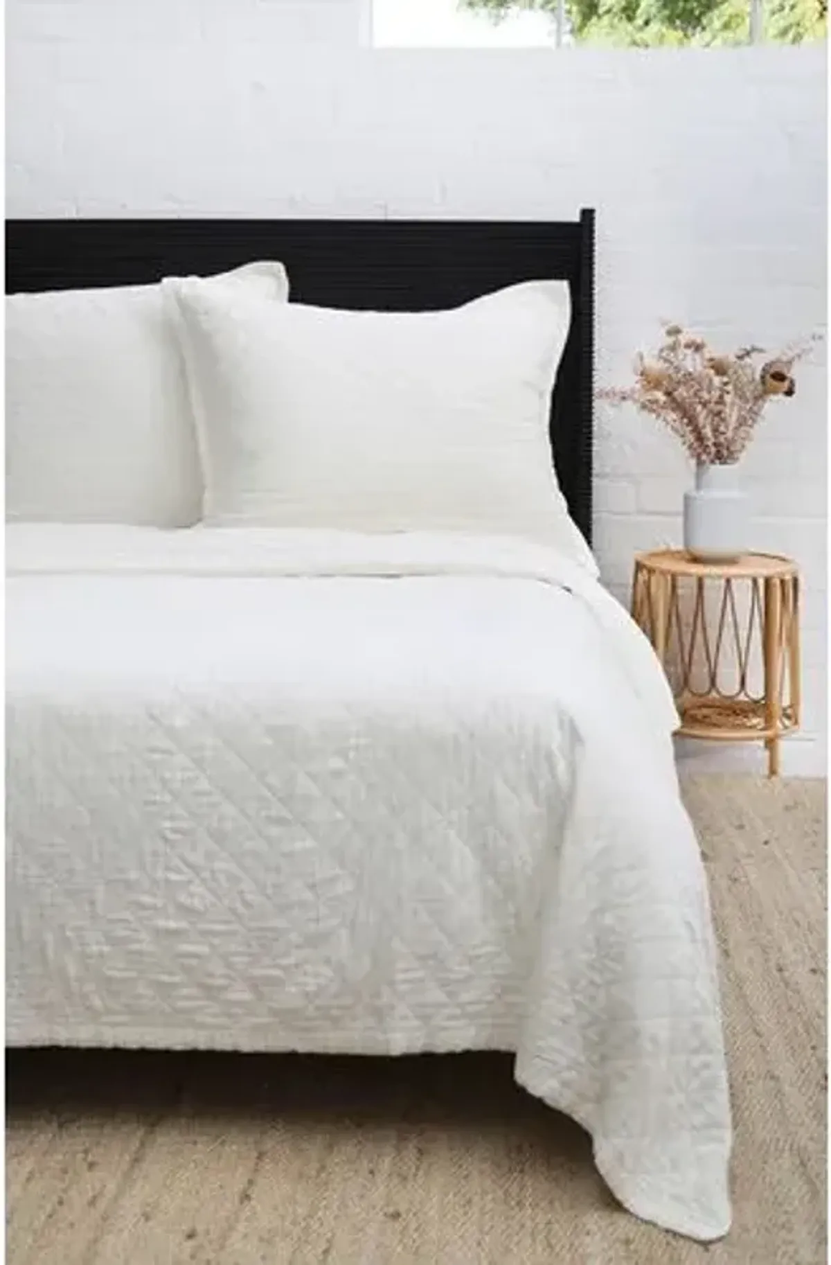 Monaco Bamboo Sateen Coverlet - Pom Pom at Home - Ivory