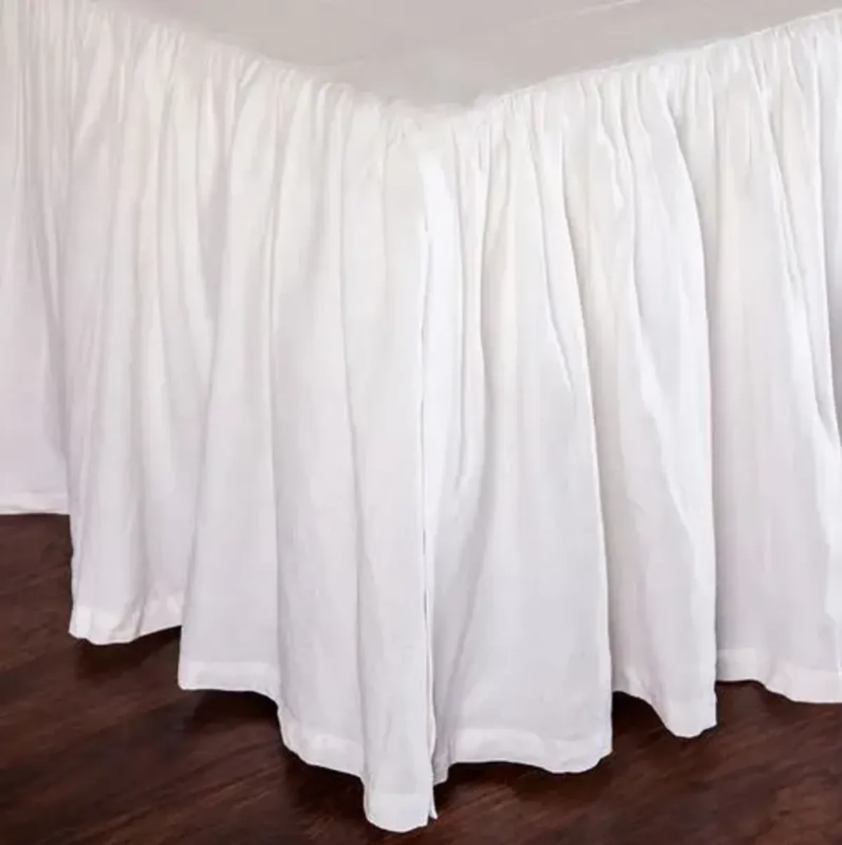 Gathered Cotton Sateen Bedskirt - White - Pom Pom at Home