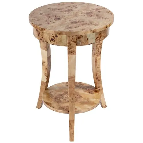 Higgins Round Burl Side Table - Brown