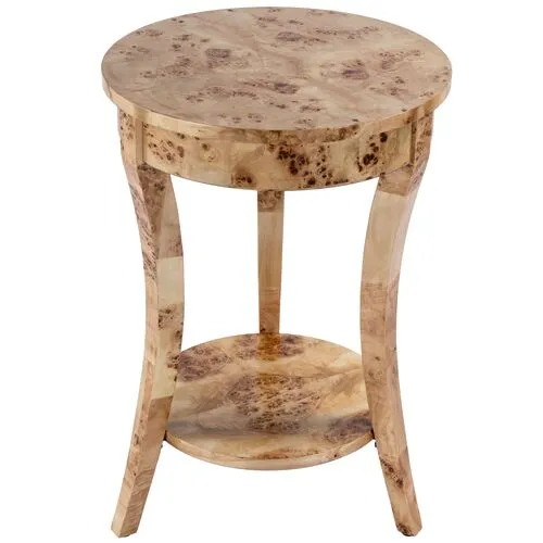 Higgins Round Burl Side Table - Brown