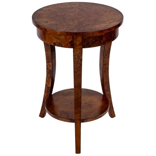 Higgins Round Burl Side Table - Brown