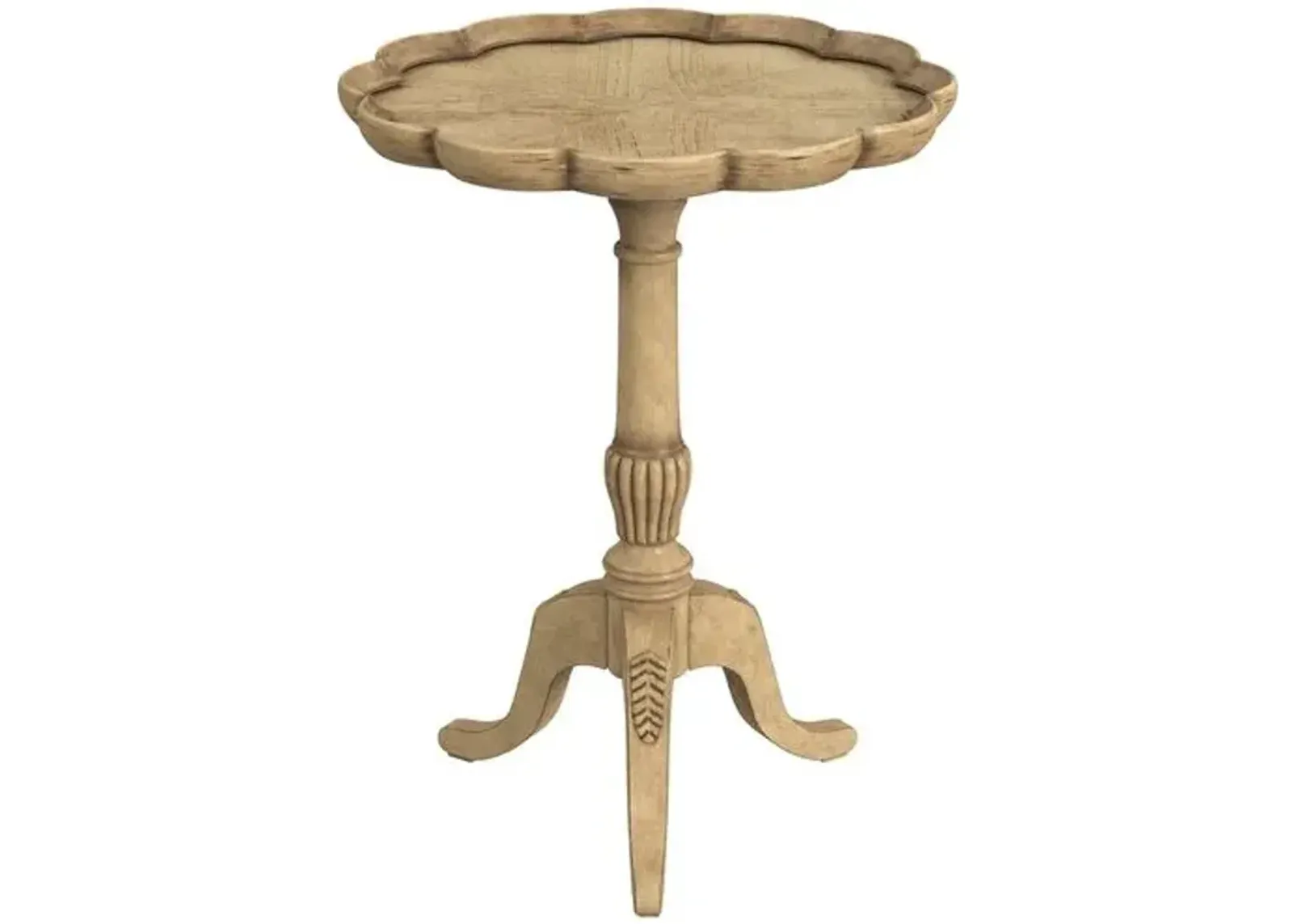 Nadia Scallop Pedestal Side Table - Beige