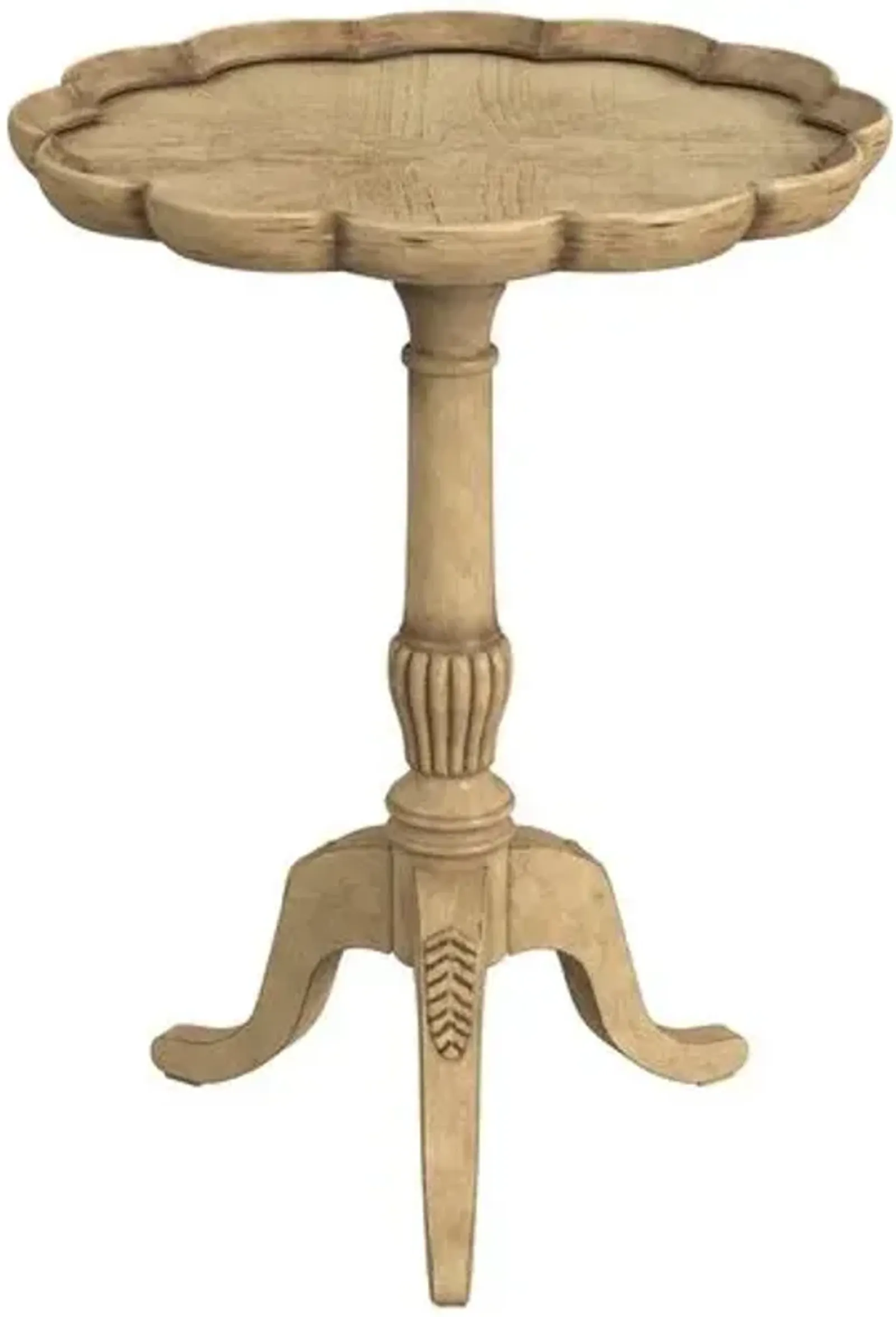 Nadia Scallop Pedestal Side Table - Beige